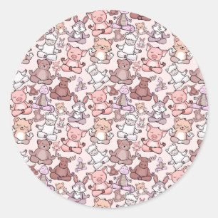 Sticker Rond Patter les yoga poses Yoga seamless pattern 48