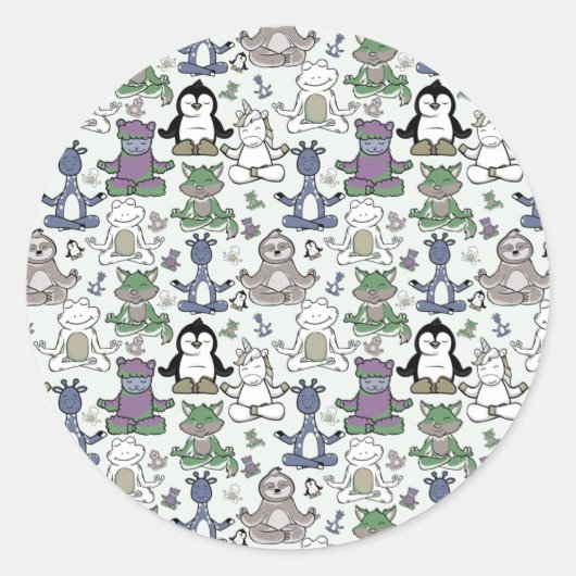 Sticker Rond Patter les yoga poses | Yoga seamless pattern 66 (Devant)