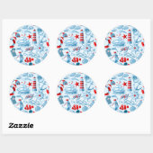 Sticker Rond Patteries bleues rouges nautical (Feuille)