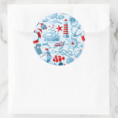 Sticker Rond Patteries bleues rouges nautical (Sac)