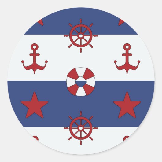 Sticker Rond Patteries Nautical Stars and Stripes (Devant)
