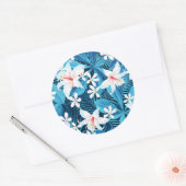 Sticker Rond Pattern tropical hibiscus (Enveloppe)