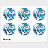 Sticker Rond Pattern tropical hibiscus (Feuille)
