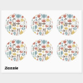 Sticker Rond Pattern with cooking icons (Feuille)