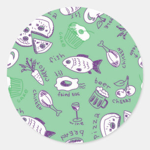 Sticker Rond Pattern with food