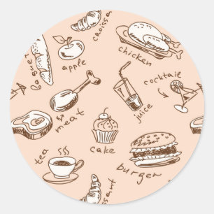 Sticker Rond Pattern with food