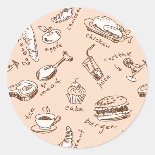 Sticker Rond Pattern with food (Devant)