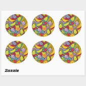 Sticker Rond Pattern with fruits and vegetables (Feuille)