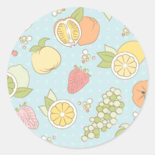 Sticker Rond Pattern with Fruits et Berries