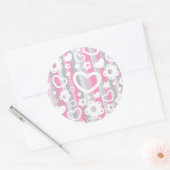 Sticker Rond Pattern with Hearts and Flowers (Enveloppe)