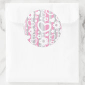 Sticker Rond Pattern with Hearts and Flowers (Sac)