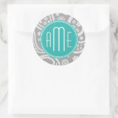 Sticker Rond Patterns bleus et monogram bleu (Sac)