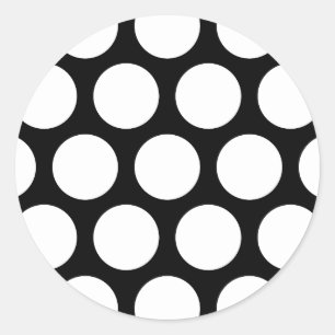 Sticker Rond Patterns de Large Polka Dots : Black & White