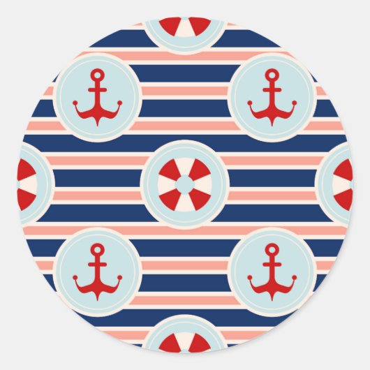 Sticker Rond Patterns de Nautical Stripes and Dots (Devant)
