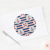 Sticker Rond Patterns de Nautical Stripes and Dots (Enveloppe)