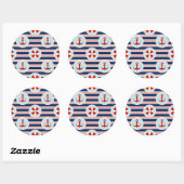 Sticker Rond Patterns de Nautical Stripes and Dots (Feuille)