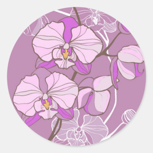 Sticker Rond Patters de l'orchid (Devant)