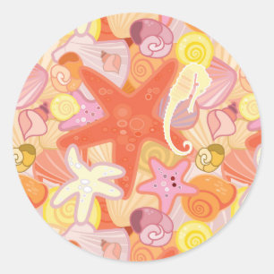 Sticker Rond Patters de Pastel Sea Creature