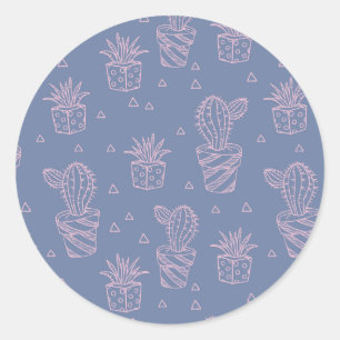 Sticker Rond Patters de Pink & Purple Cartoon