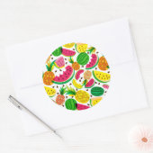 Sticker Rond Patters de Red & Yellow Tropical Fruit (Enveloppe)