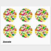 Sticker Rond Patters de Red & Yellow Tropical Fruit (Feuille)