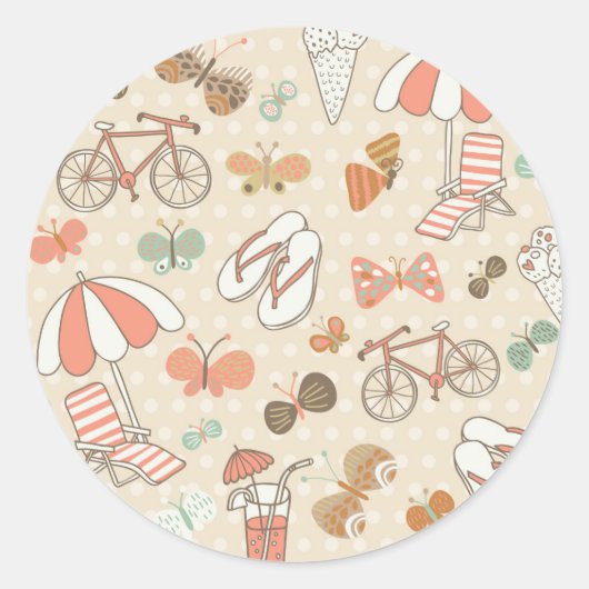 Sticker Rond Patters de Summer Vacation (Devant)