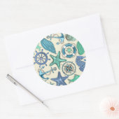 Sticker Rond Patters de Teal Sea Animals (Enveloppe)