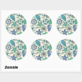 Sticker Rond Patters de Teal Sea Animals (Feuille)