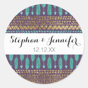 Sticker Rond Patters Gold Teal and Purple Arrows