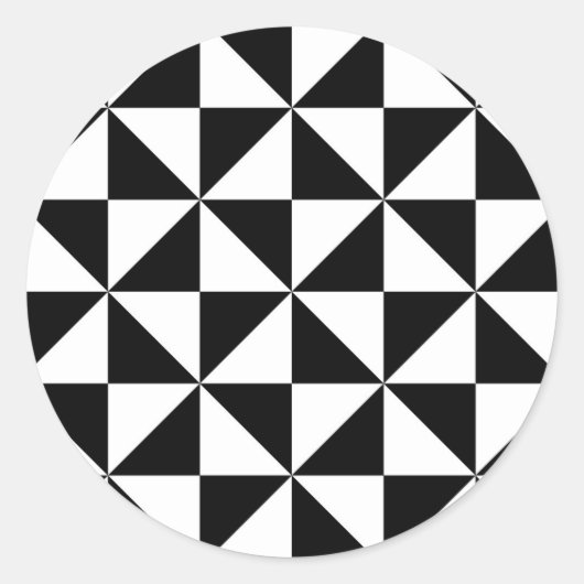 Sticker Rond Patters triangulaires noirs et blancs (Devant)