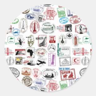 Sticker Rond Patterson de Travel Stamp