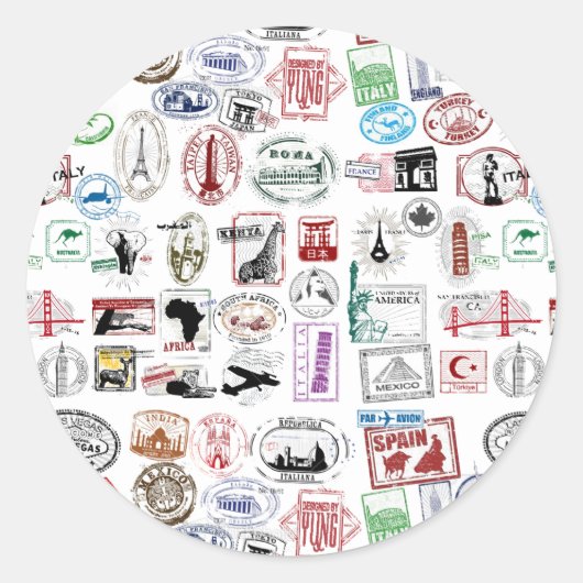 Sticker Rond Patterson de Travel Stamp (Devant)