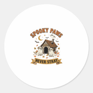 Sticker Rond Pattes de chien fantôme Halloween