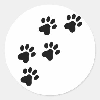 Sticker Rond pattes de chien mignonne noire