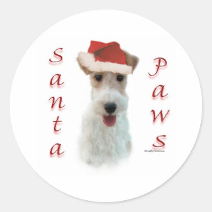 Sticker Rond Pattes de Fox Terrier Père Noël de fil