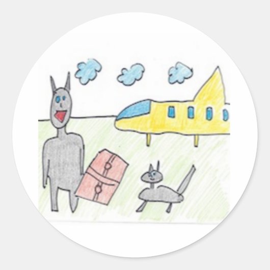 Sticker Rond Patty Le chat noir reçoit un visiteur (Devant)