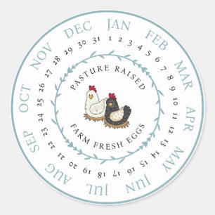 Sticker Rond Pâturage Élevé Agritourisme OEuf frais Carton Date