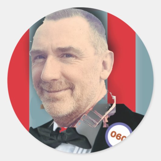 Sticker Rond Paul Image Anniversaire - 60 6 Cm Carré d'insigne (Devant)