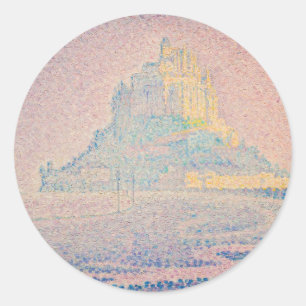 Sticker Rond Paul Signac - Mont Saint Michel Fog et Soleil