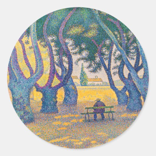 Sticker Rond Paul Signac - Place des Lices, Saint-Tropez (Devant)