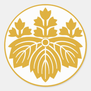 Sticker Rond Paulownia à feuilles pointues avec 53 floraisons d