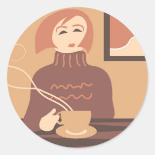 Sticker Rond Pause café