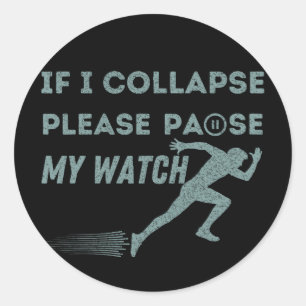 Sticker Rond pause de course amusante ma montre vintage maratho