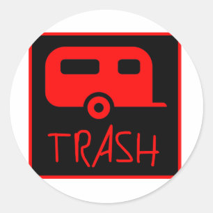 Sticker Rond Pauvre plouc muet de déchets blancs de terrain de