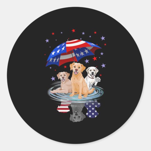 Sticker Rond Pavillon américain Labrador Retriever (Devant)