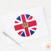 Sticker Rond Pavillon britannique et couronne Union Jack Classi (Enveloppe)