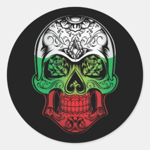 Sticker Rond Pavillon Rose Et Crâne Bulgarie
