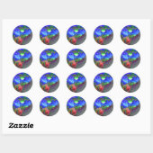 Sticker Rond pavot bleu floral Abstrait (Feuille)