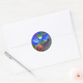 Sticker Rond pavot bleu floral Abstrait (Enveloppe)