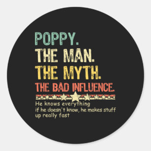Sticker Rond Pavot L'Homme Le Mythe L'Influence D Il Connaît Ev